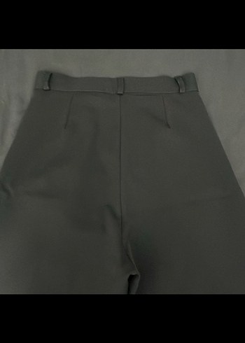 Düğmeli Gri Kadın Kumaş Pantolon - Görsel 3