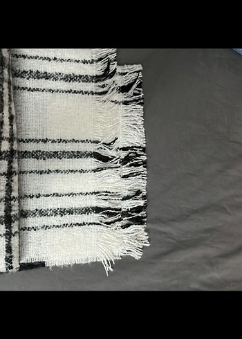 Kadın Örgü Gri-Beyaz Şal - Görsel 2