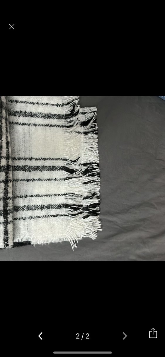 Kadın Örgü Gri-Beyaz Şal - Görsel 2