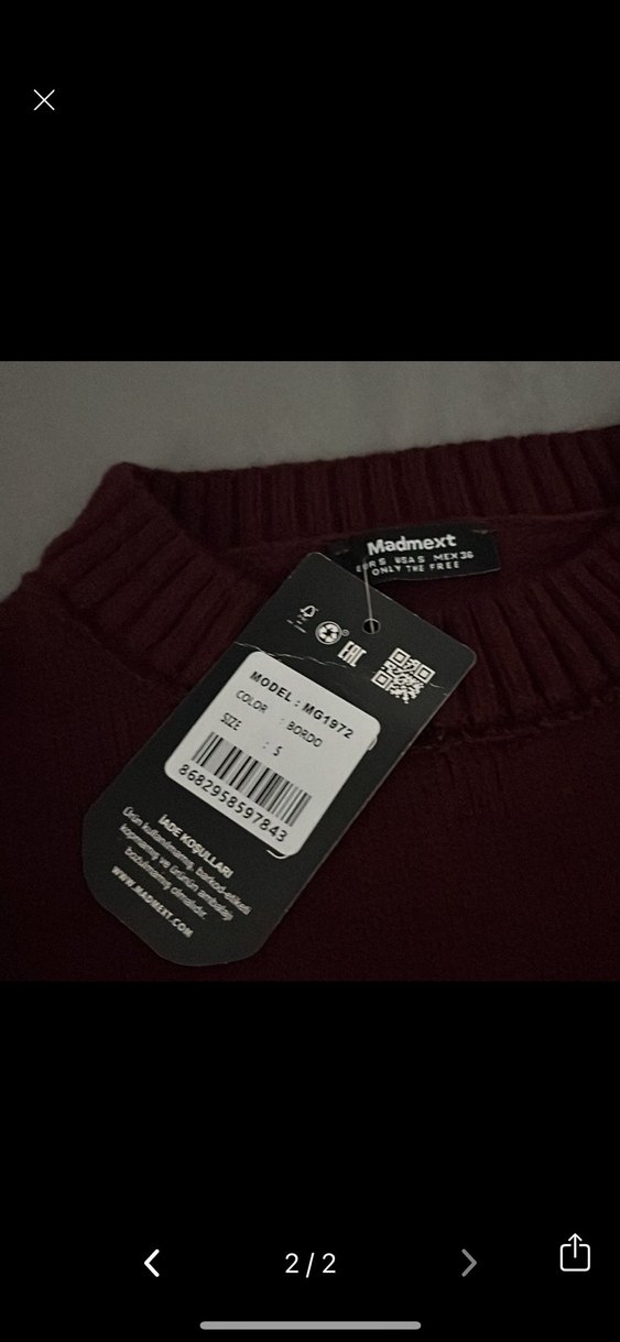 Bordo Kadın Örgü Yün Kazak - Görsel 2