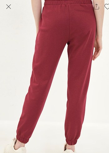 Kadın Kırmızı Rahat Kesim Jogger Pantolon - Görsel 2