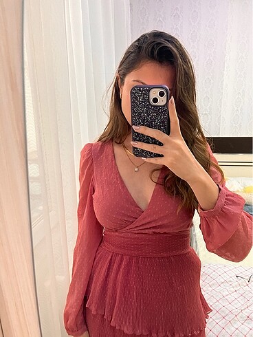 Zara Gül Kurusu Şifon Elbise - Görsel 5