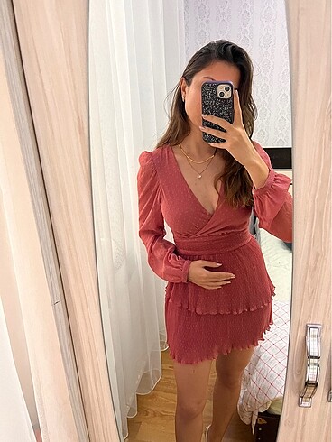 Zara Gül Kurusu Şifon Elbise - Görsel 8