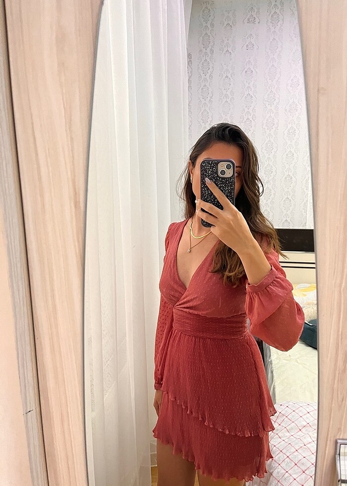 Zara Gül Kurusu Şifon Elbise - Görsel 2