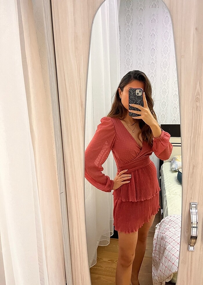 Zara Gül Kurusu Şifon Elbise - Görsel 3