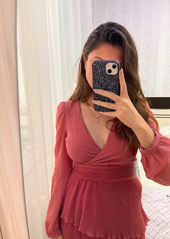 Zara Gül Kurusu Şifon Elbise - Görsel 5