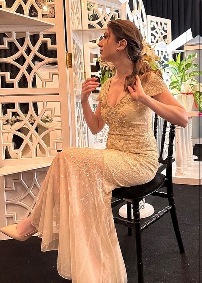 Alfabeta abiye pullu taşlı elbise - Görsel 2