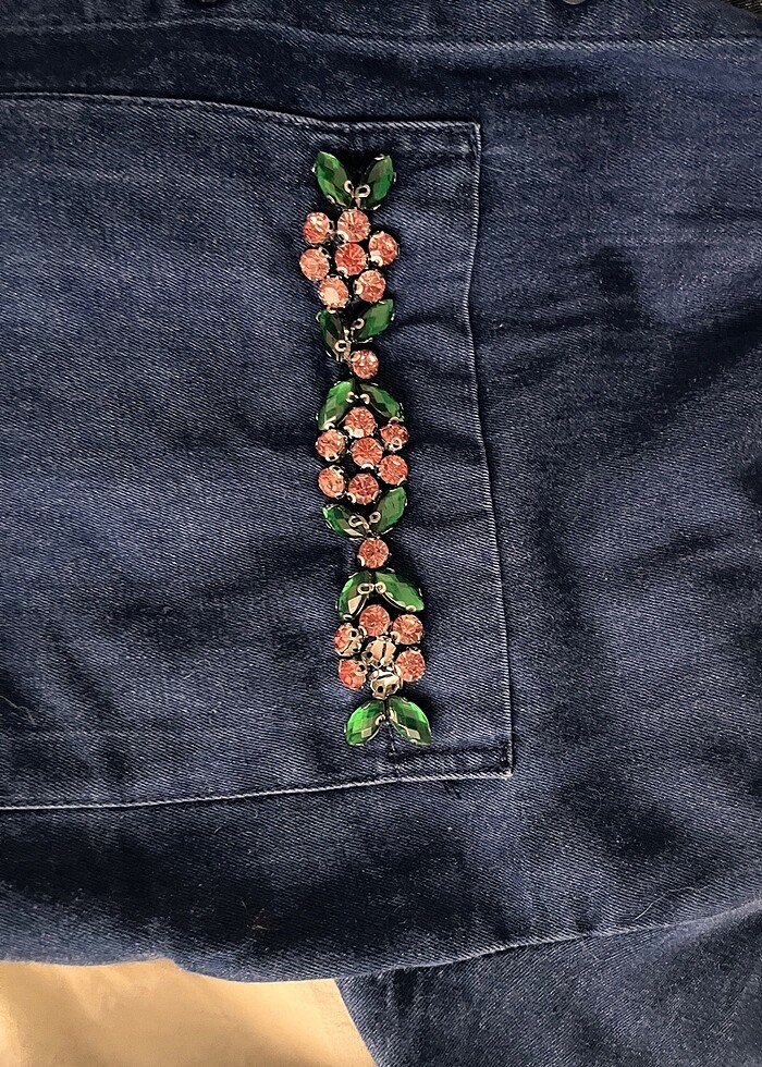 Uzun kot gömlek taş detaylı - Görsel 4