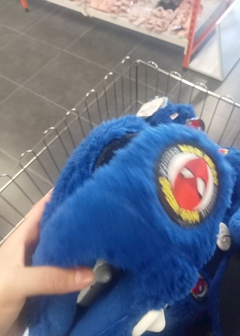 LC Waikiki Renkli Mavi Peluş ev terliği panduf
