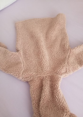 Kız Çocuk Kapüşonlu Bej Poncho takım - Görsel 5