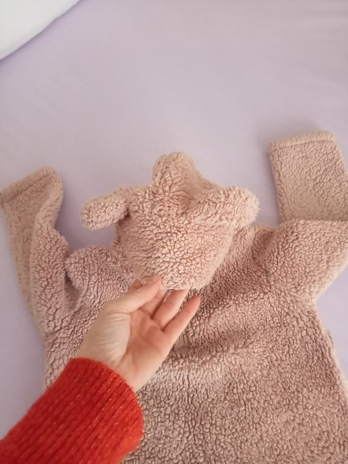 Kız Çocuk Kapüşonlu Bej Poncho takım - Görsel 4