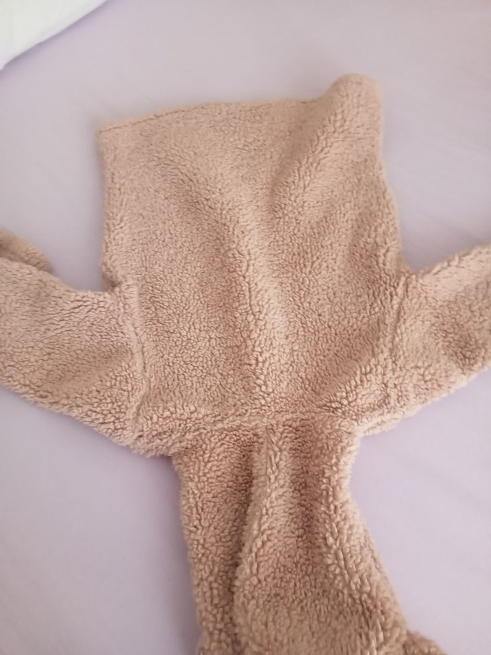 Kız Çocuk Kapüşonlu Bej Poncho takım - Görsel 5