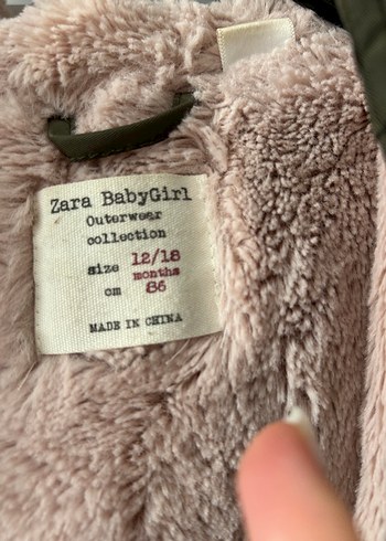 12-18 Ay Beden haki Renk Kız Çocuk Bej Kürklü Mont