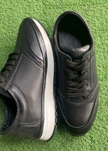Siyah Hakiki Deri  erkek Spor Ayakkabı - Görsel 3