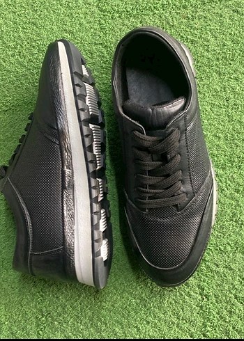 Siyah Hakiki Deri  erkek Spor Ayakkabı - Görsel 2