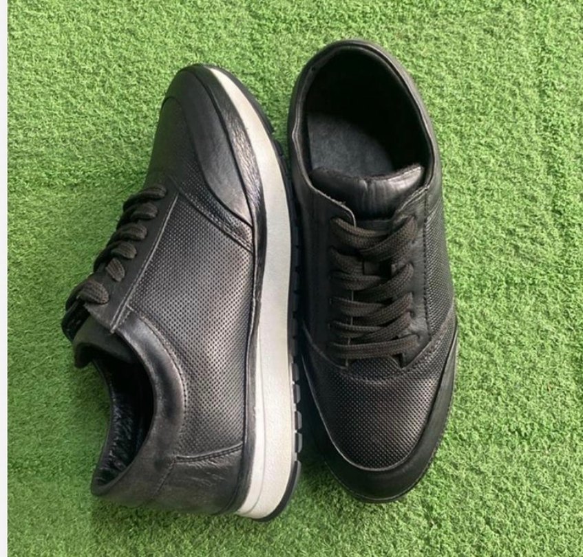 Siyah Hakiki Deri  erkek Spor Ayakkabı - Görsel 3