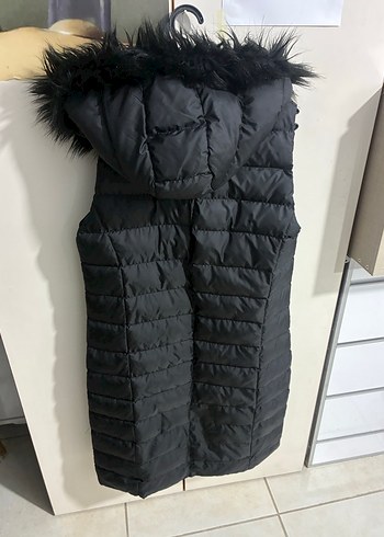 Siyah Kürklü Midi Kadın Yelek - Görsel 2