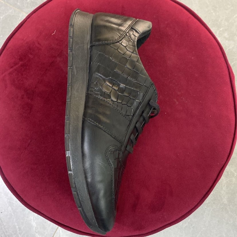 Siyah Yılan Desenli Bağcıklı Erkek Spor Ayakkabı - Görsel 2