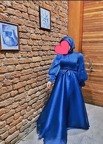 44 Beden Mavi lacivert parıltılı elbise
