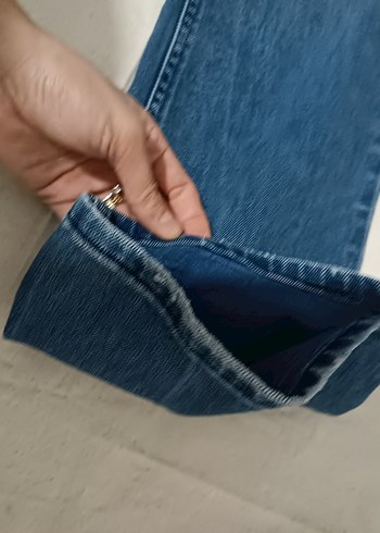 Kadın Mavi Dar Kesim Midi Boy Kot Pantolon - Görsel 3