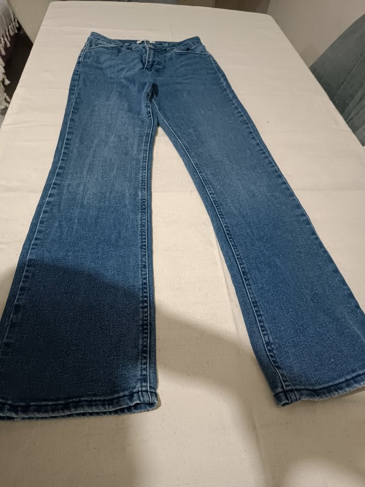 Kadın Mavi Dar Kesim Midi Boy Kot Pantolon - Görsel 2