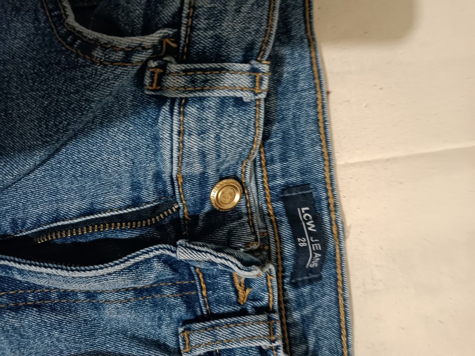 Kadın Mavi Dar Kesim Midi Boy Kot Pantolon - Görsel 5