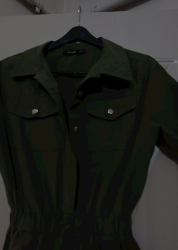 Kadın Kemerli Haki Uzun Tulum - Görsel 8