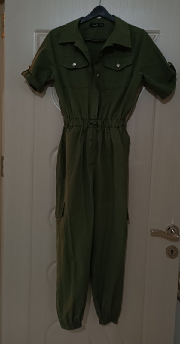 Kadın Kemerli Haki Uzun Tulum - Görsel 2