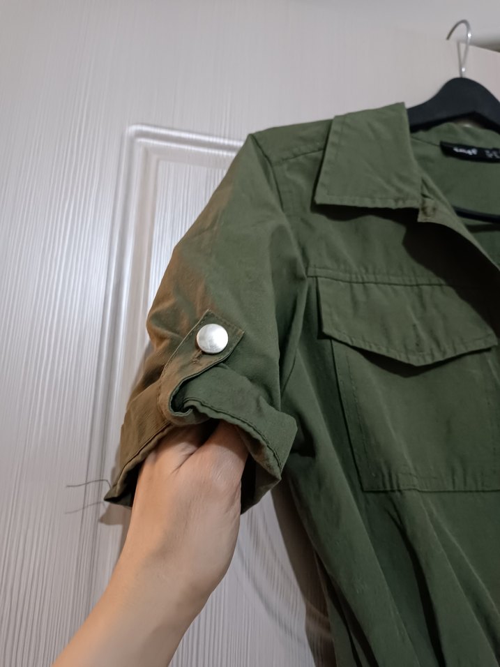 Kadın Kemerli Haki Uzun Tulum - Görsel 5