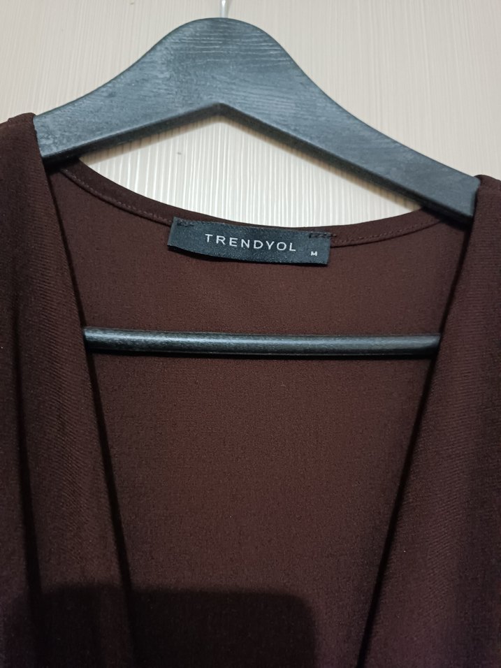 Kahverengi Drapeli Uzun Kadın Elbise - Görsel 2