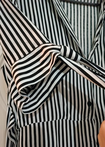 Zebra Desenli Siyah Kadın Uzun Elbise - Görsel 2