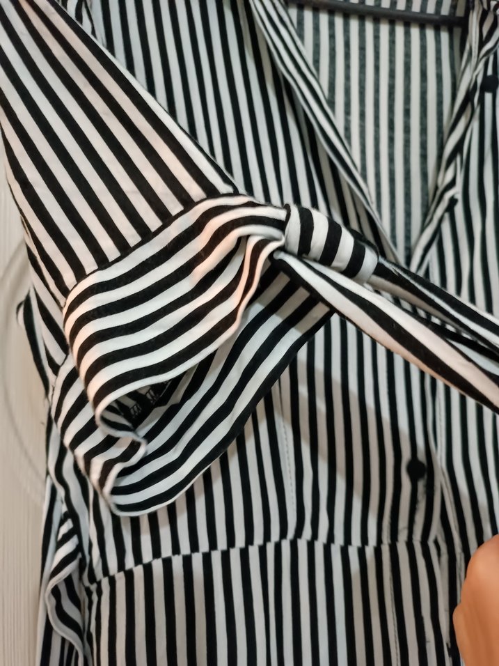 Zebra Desenli Siyah Kadın Uzun Elbise - Görsel 2