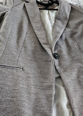 Gri Kadın Düğmeli Blazer Ceket - Görsel 5