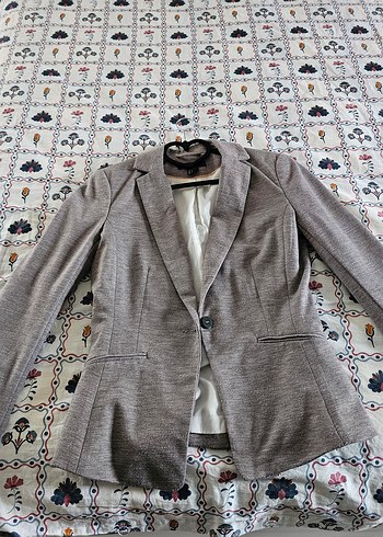 Gri Kadın Düğmeli Blazer Ceket - Görsel 4