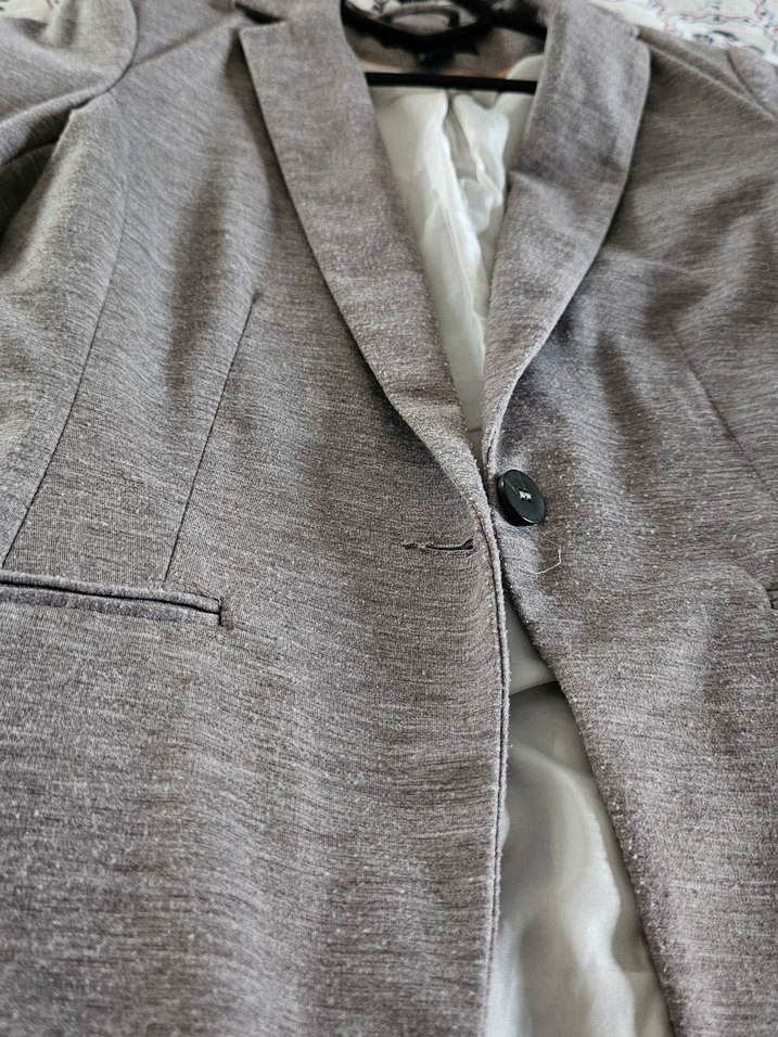 Gri Kadın Düğmeli Blazer Ceket - Görsel 5