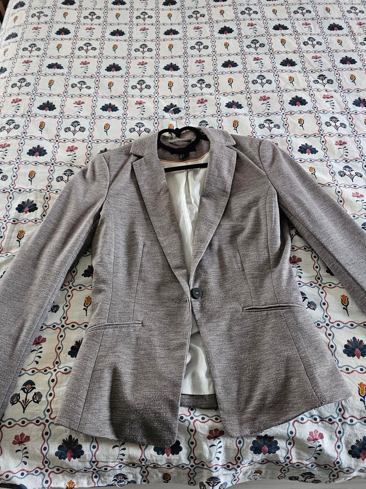 Gri Kadın Düğmeli Blazer Ceket - Görsel 4