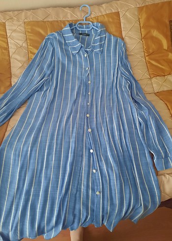 Mavi Çizgili Uzun Kollu Kadın Gömlek - Görsel 2