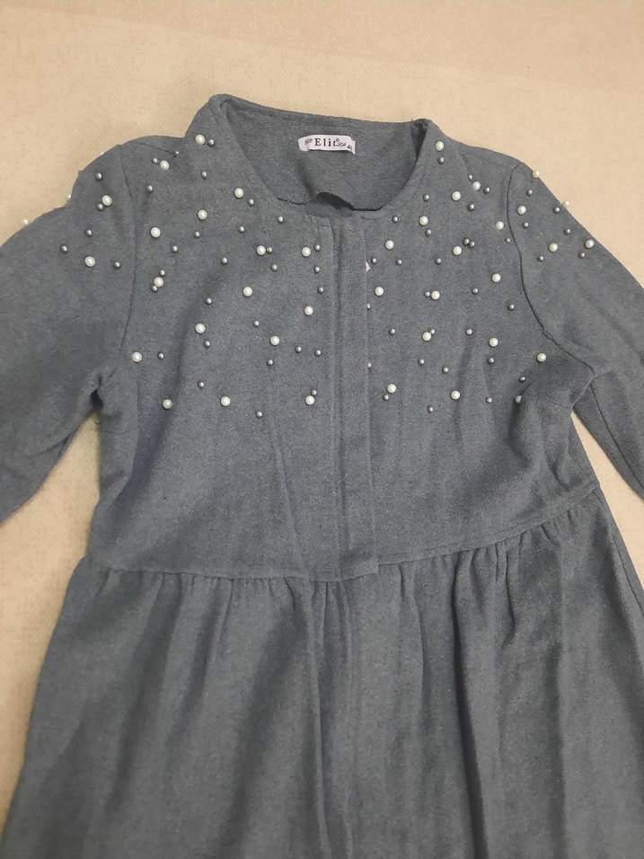 Düğmeli Gri Uzun trnçkot - Görsel 3