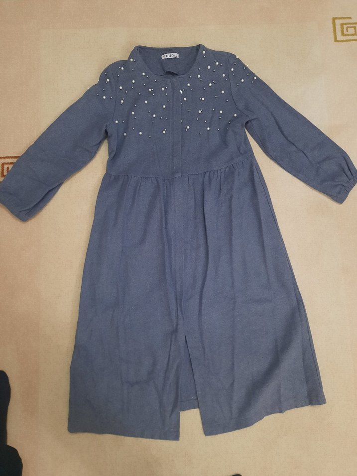 Düğmeli Gri Uzun trnçkot - Görsel 2