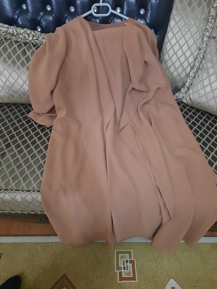 somon rengi Uzun Kollu Bohem Kadın tunik - Görsel 3