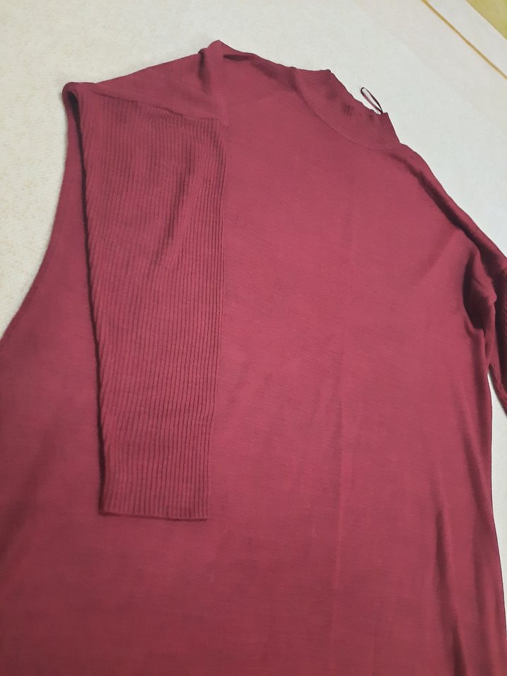 Bordo Kadın Uzun Kollu Bisiklet Yaka Triko - Görsel 2