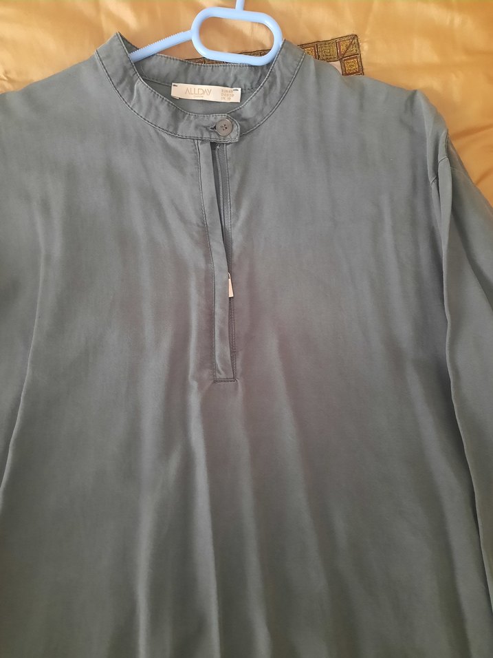 Gri Uzun Kollu Düğmeli Hamile Tunik - Görsel 2