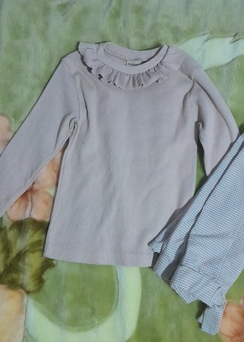 Kız Çocuk Gri Uzun Kollu Fırfırlı Bluz - Görsel 2