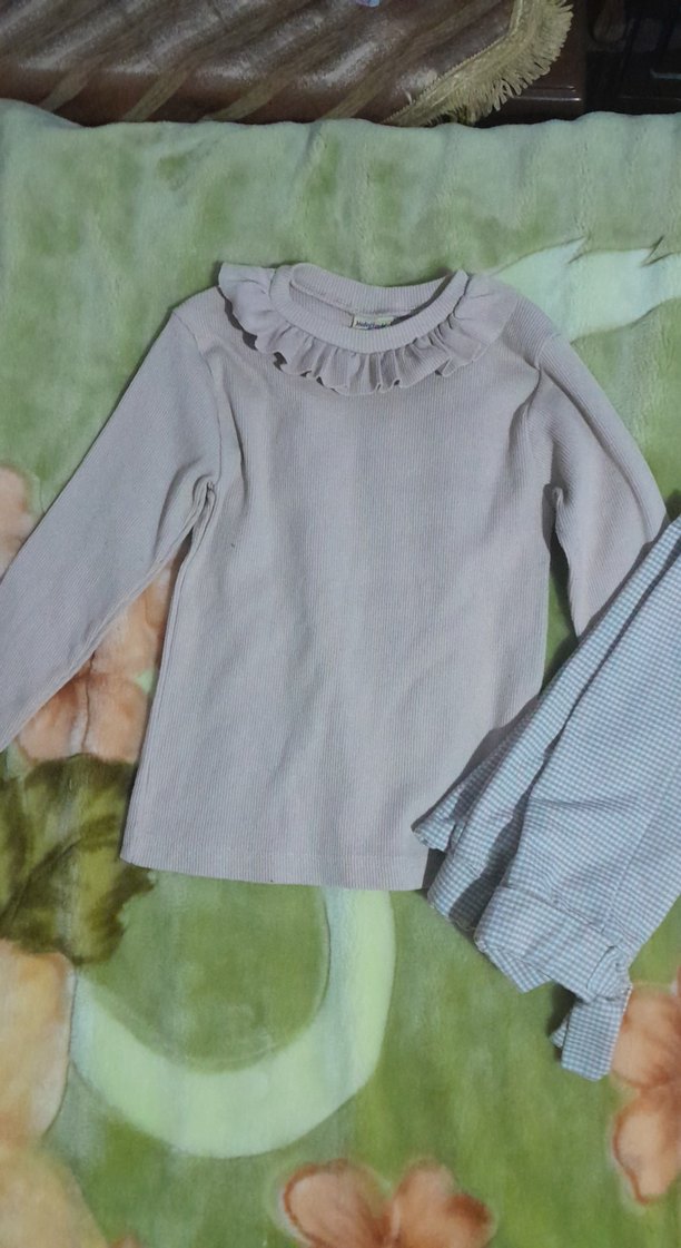 Kız Çocuk Gri Uzun Kollu Fırfırlı Bluz - Görsel 2