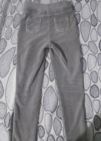 Kız Çocuk Gri Sıkı Kadife Tayt - Görsel 4