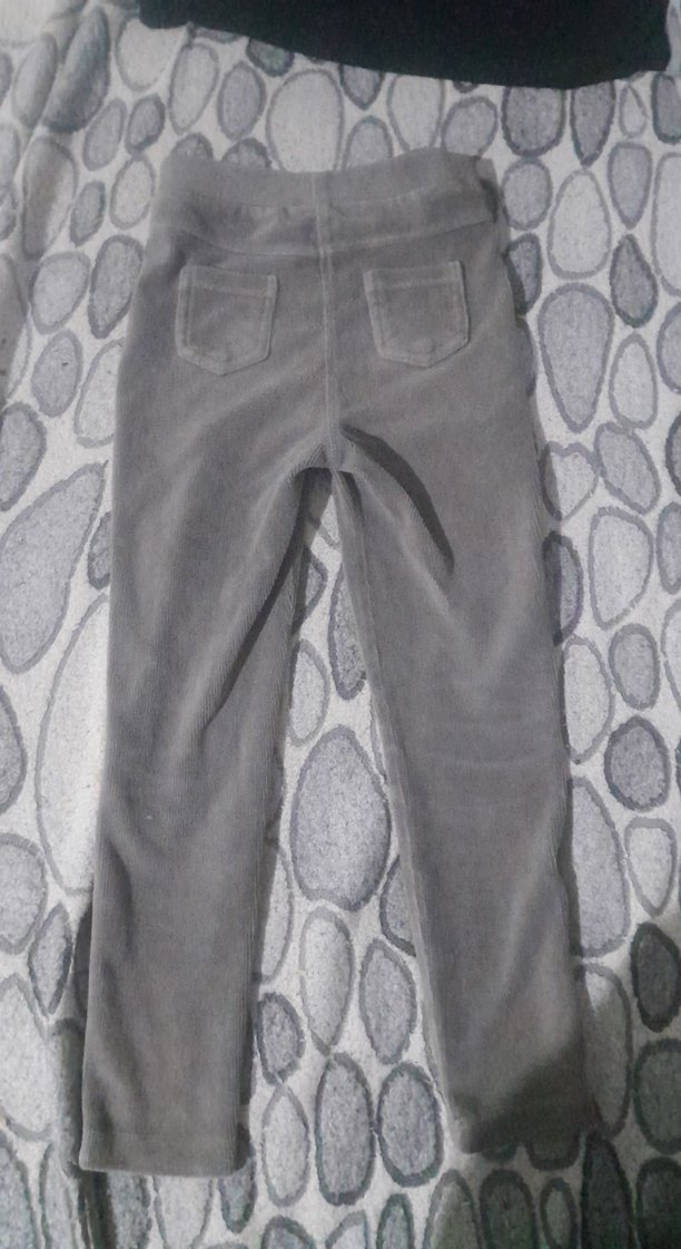 Kız Çocuk Gri Sıkı Kadife Tayt - Görsel 4