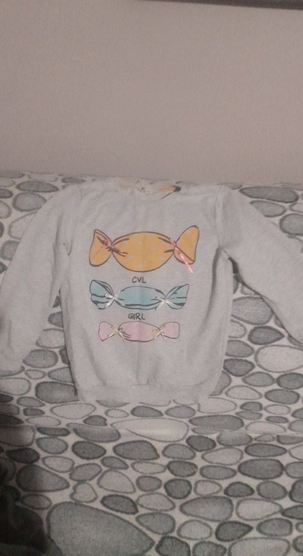 Kız Çocuk Gri Baskılı Sweatshirt - Görsel 2