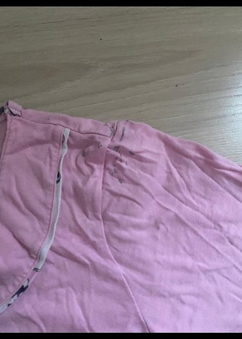 Düğmeli Pembe pijama ustu - Görsel 4