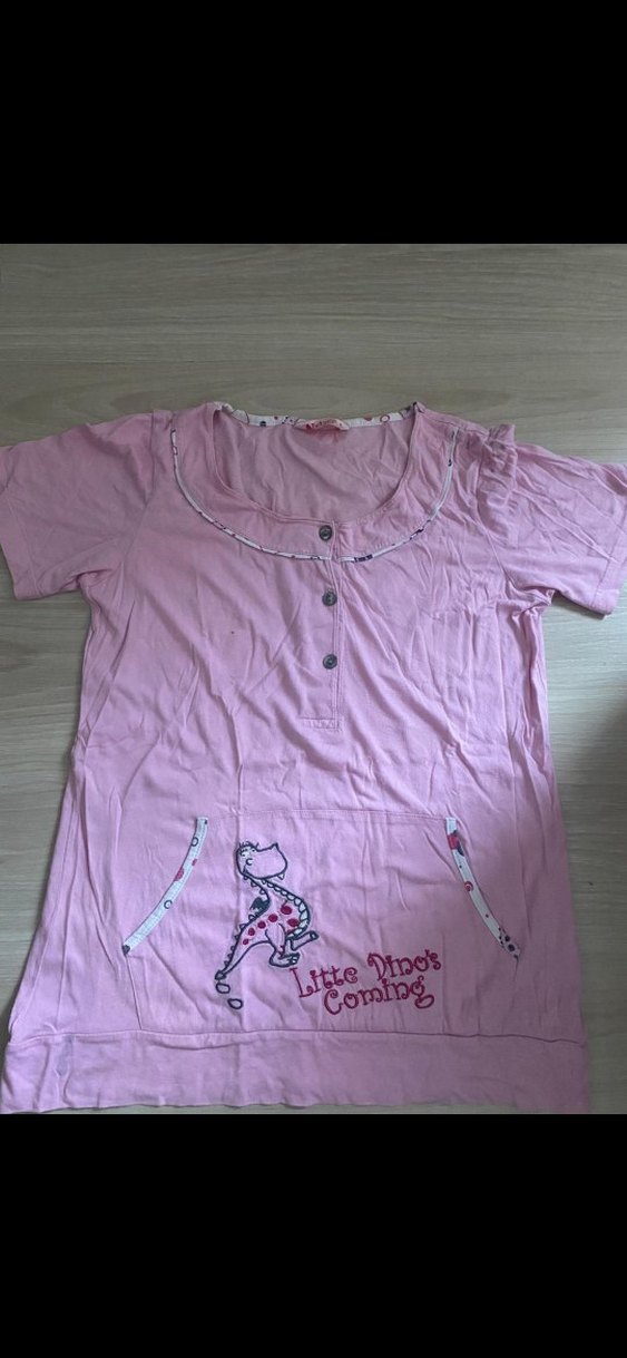 Düğmeli Pembe pijama ustu - Görsel 2