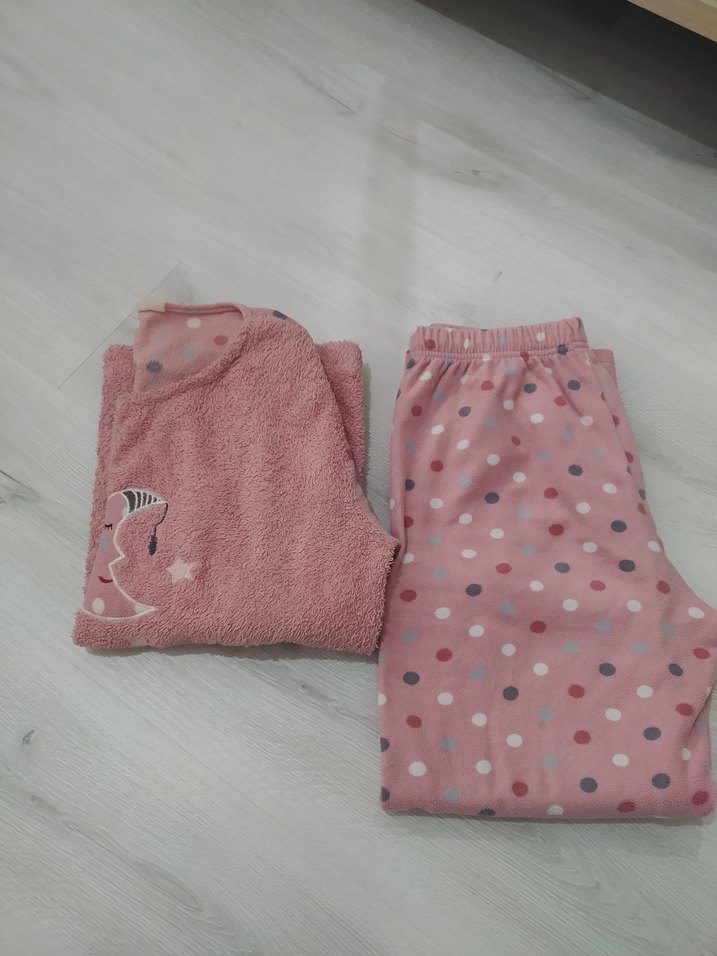 Pembe Puantiyeli Uzun Kollu Kadın Pijama Takımı - Görsel 5